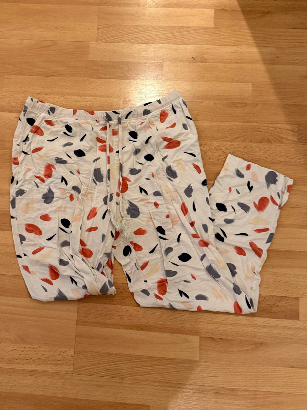 Soma White Printed Pajama Pants with watercolor paint pattern